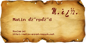 Matin Árpád névjegykártya